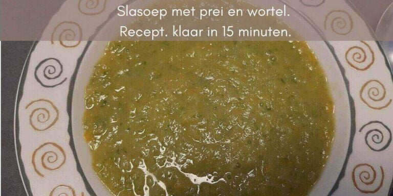 Slasoep met prei en wortel. Het recept hiervan.