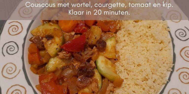 Couscous met wortel, courgette, tomaat en kip. Het recept.
